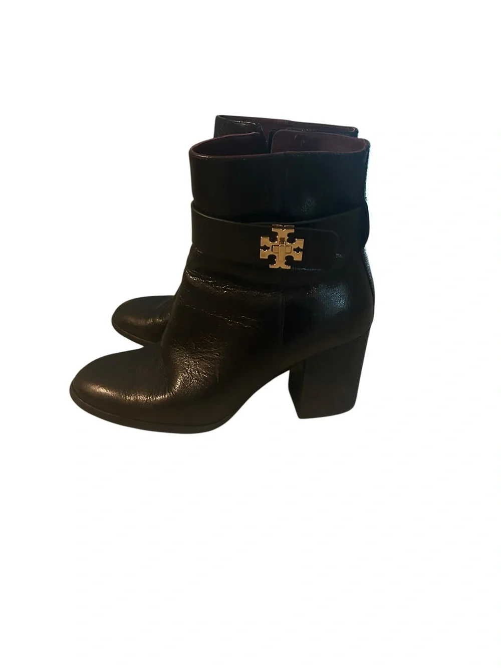 Tory Burch Black Leather Ankle Boots with Gold Logo size 6